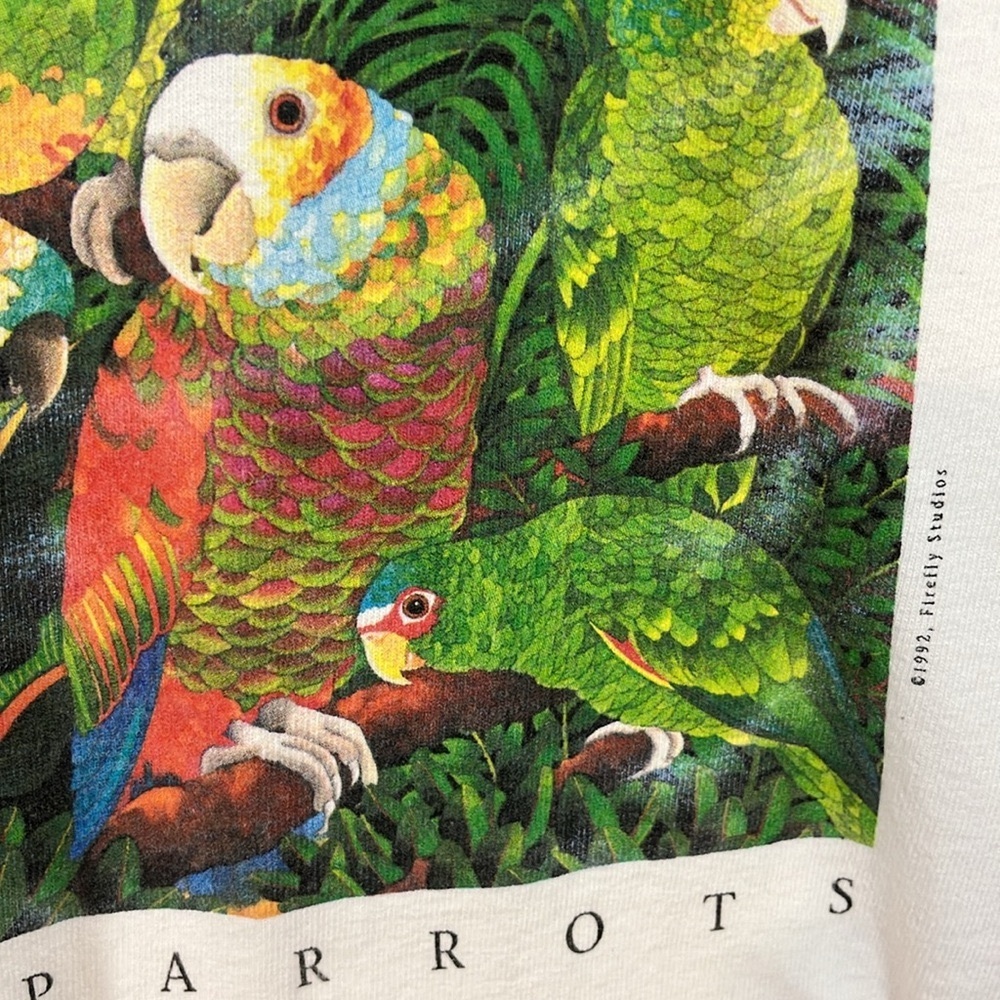 Amazon Parrots Tropical Jungle Long Sleeve Tee Shirt 1992 Firefly Studios Birds - Picture 12 of 17